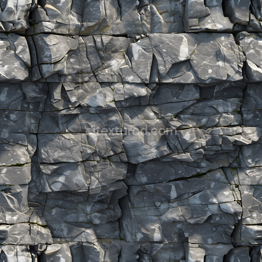Seamless 3D Weathered Slate Rock Wall PBR Texture with Detailed Cracks and Gray Tones