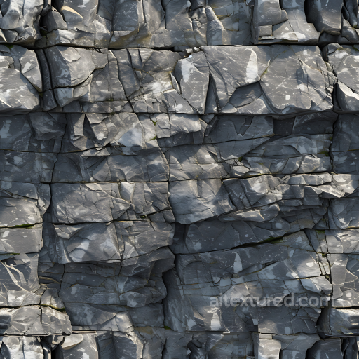 Weathered Slate Rock Wall PBR Texture with Detailed Cracks and Gray Tones seamless Stone PBR texture
