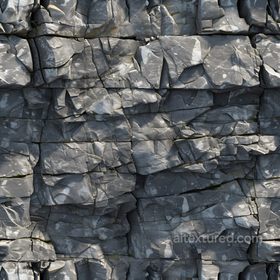 Weathered Slate Rock Wall PBR Texture with Detailed Cracks and Gray Tones Stone texture preview