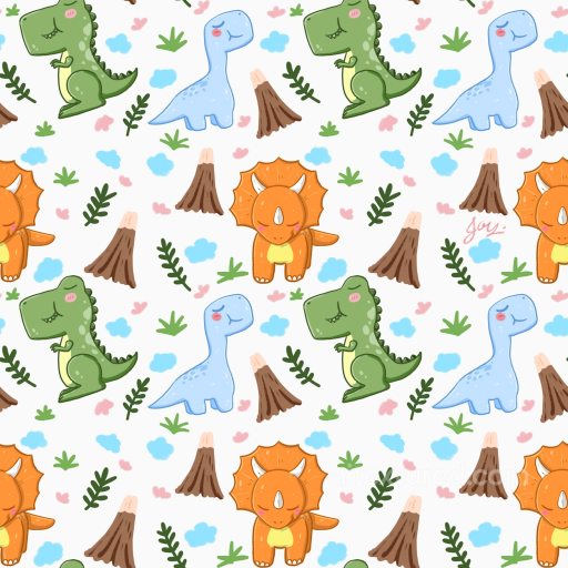 Cute Dinosaur Cartoon Texture with Pastel Colors for Baby Boy Designs seamless Baby Boy PBR texture