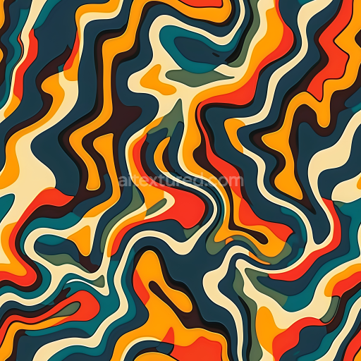 Seamless 3D Stylized Abstract Camouflage PBR Texture with Vibrant Organic Layers