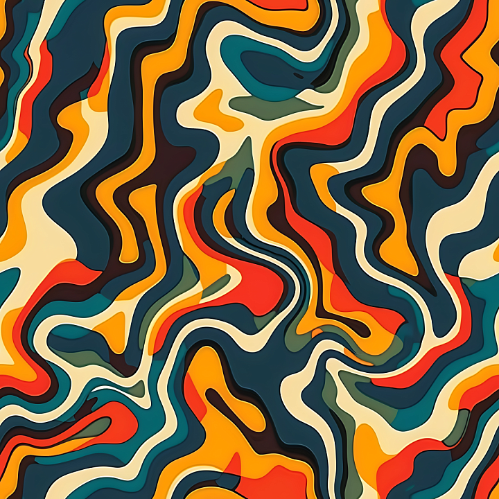 Stylized Abstract Camouflage with Vibrant Organic Layers seamless PBR texture preview