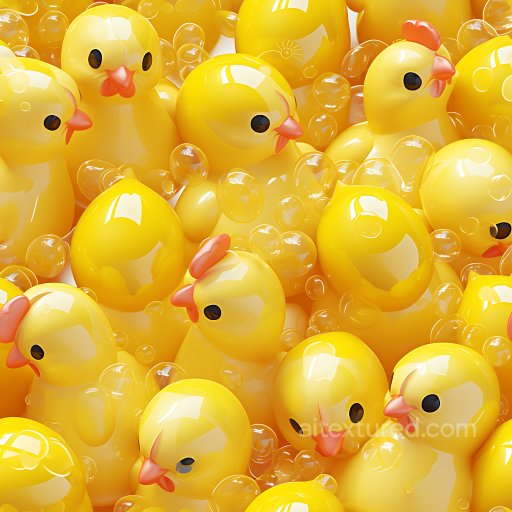 Inflated PBR Texture of Glossy Yellow Rubber Duck Panels with Transparent Bubbles seamless Inflated PBR texture