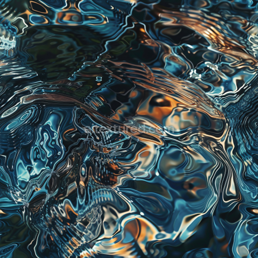 Seamless 3D Water PBR Texture Featuring Stylized Dark Reflective Ripples