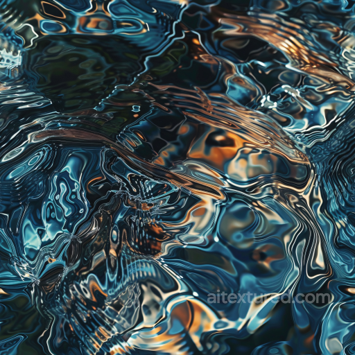 Water PBR Texture Featuring Stylized Dark Reflective Ripples seamless Water PBR texture