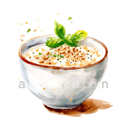 seamless Breakfast Barley Porridge Bowl with Basil and Grains Illustration texture 8k free download PBR
