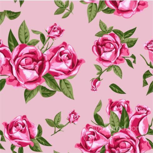 with Pink Rose Floral Pattern on Soft Fabric seamless Pink Flower PBR texture