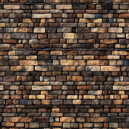 Seamless 3D PBR Texture of Cracked Multicolored Brick Wall with Rough Surface