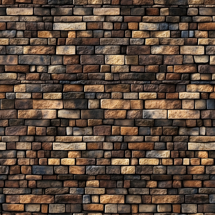 Cracked Multicolored Brick Wall with Rough Surface seamless PBR texture preview