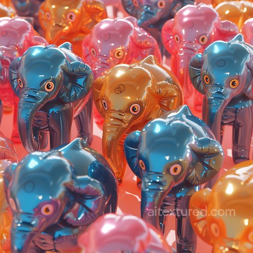 Inflated Vinyl Elephant Toy PBR Texture with Glossy Colorful Finish seamless Inflated PBR texture