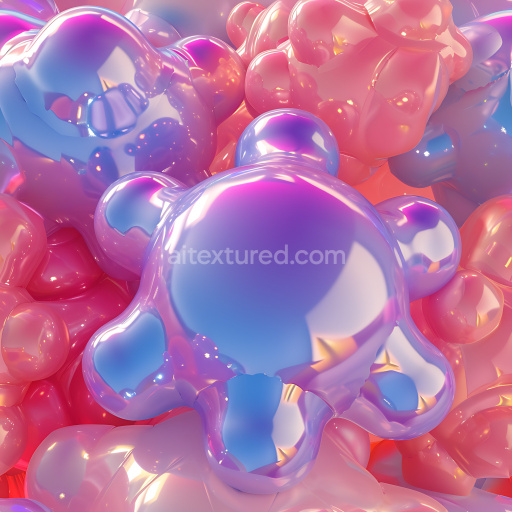 Seamless 3D Inflated Glossy Bubble PBR Texture in Pink and Blue