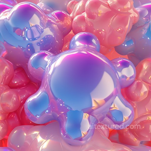 Inflated Glossy Translucent Bubble PBR Texture with Color Shifts seamless Inflated PBR texture