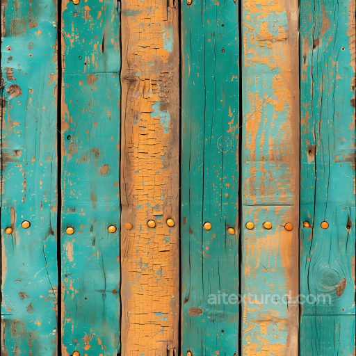 Weathered Painted Wooden Planks PBR Texture with Cracks and Rusted Nails seamless Wood PBR texture