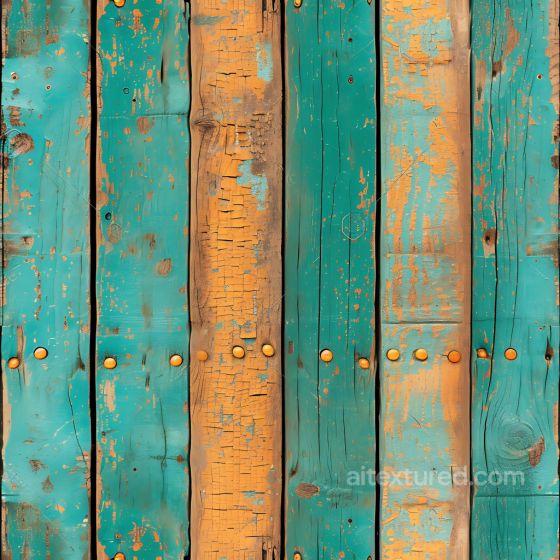 Weathered Painted Wooden Planks PBR Texture with Cracks and Rusted Nails Wood texture preview