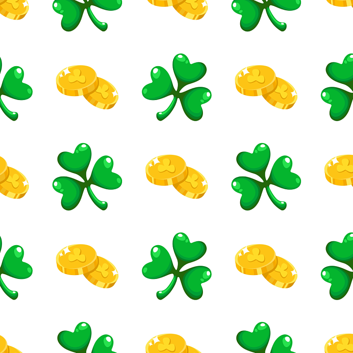 Featuring Green Shamrocks and Gold Coins seamless PBR texture preview
