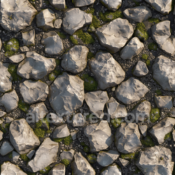 seamless Seamless 3D Weathered Rock and Mossy Ground PBR Texture with Natural Pebbles texture 8k free download PBR