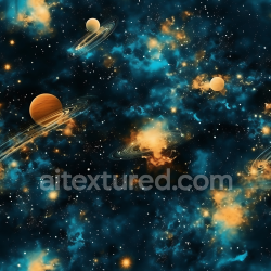 seamless Seamless 3D Space PBR Texture Featuring Blue Nebula Clouds and Ringed Planets texture 8k free download PBR