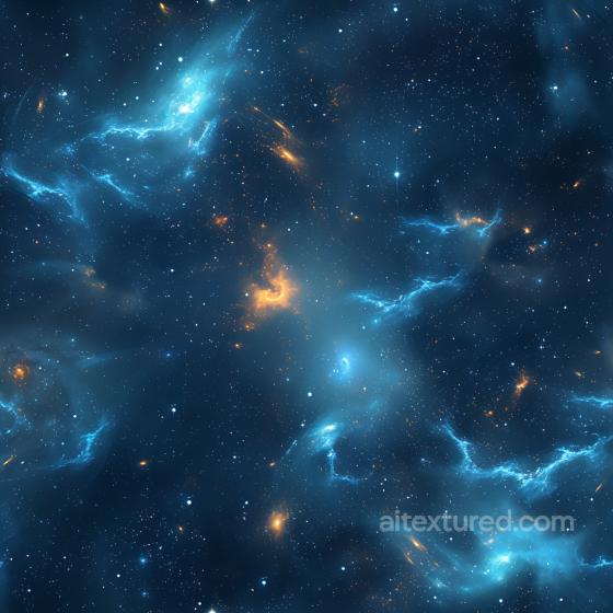 Space PBR Texture Featuring Luminous Blue Nebulae and Orange Galactic Highlights Star, space, planets texture preview