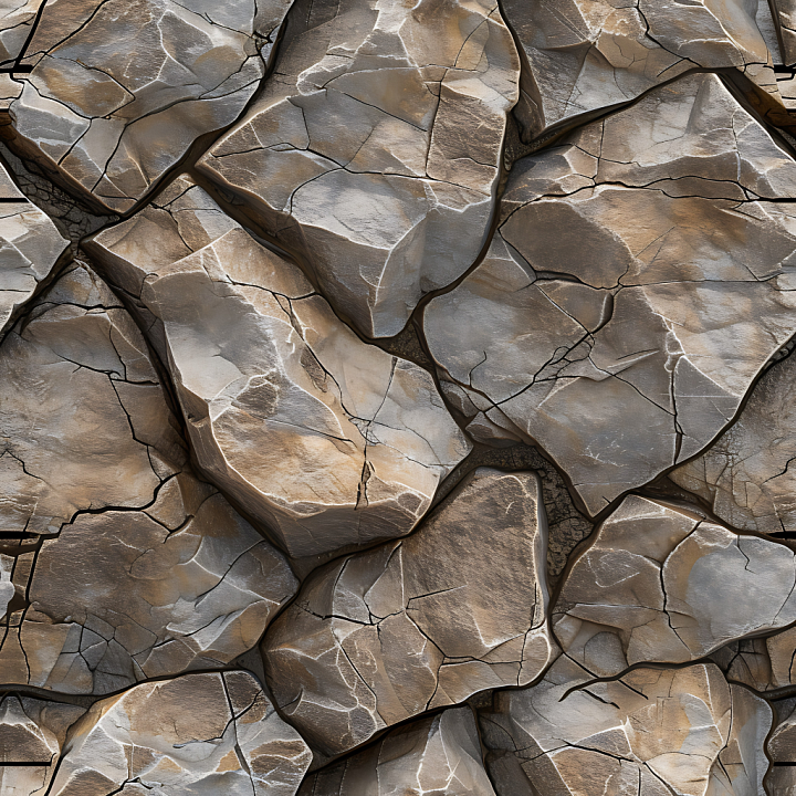Stone Of Cracked Rough Rock Slabs In Earthy Tones seamless PBR texture preview