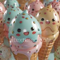 seamless Seamless 3D Inflated PBR Texture of Colorful Soft Vinyl Ice Cream Capsules texture 8k free download PBR