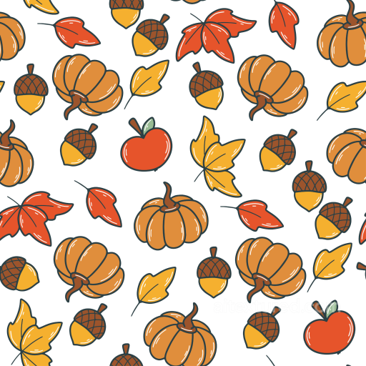 Thanksgiving Pattern Texture Featuring Pumpkins, Acorns, and Autumn Leaves seamless Thanksgiving PBR texture
