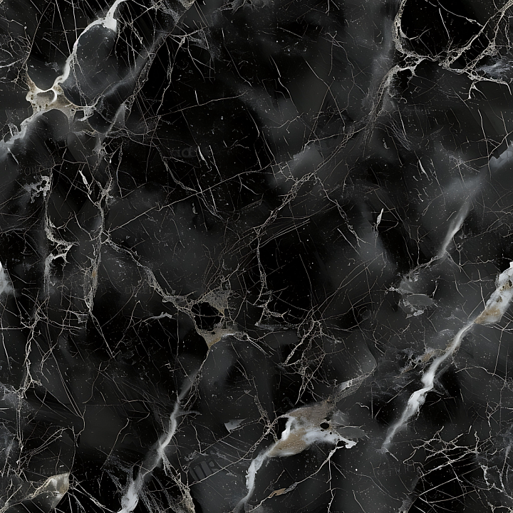 Black Marble Featuring Fine White Veins and Natural Stone Finish seamless PBR texture preview