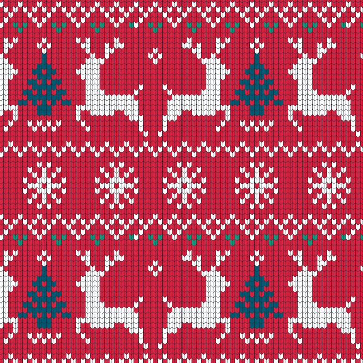 All Christmas Digital paper of Red Knit Fabric with White Reindeer and… seamless PBR texture preview