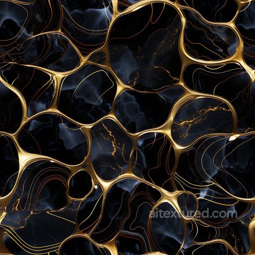 Black Marble PBR Texture Featuring Luxurious Gold Veins and Flowing Patterns seamless Marble PBR texture