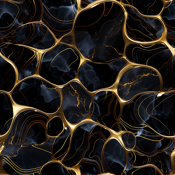 Black Marble Featuring Luxurious Gold Veins and Flowing Patterns seamless PBR texture preview