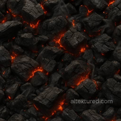Smoldering Charcoal Surface With Ember Glow seamless Fire PBR texture