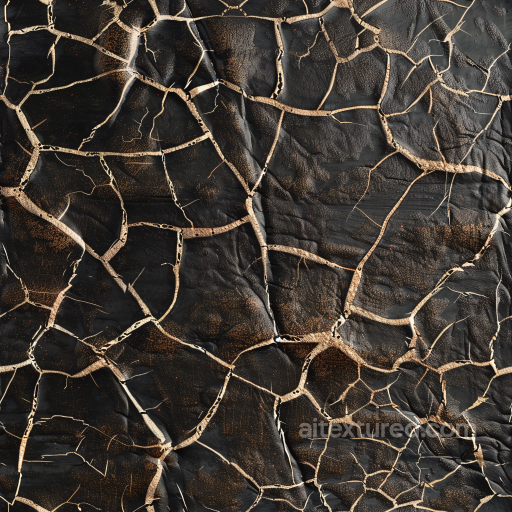 Of Cracked Black Leather With Rugged Worn Finish seamless Leather PBR texture