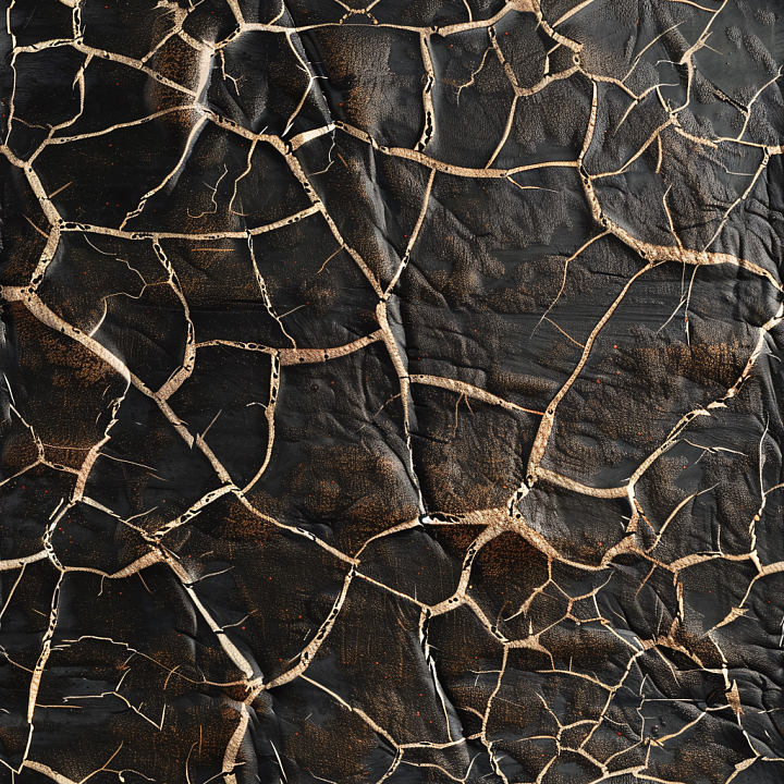 Of Cracked Black Leather With Rugged Worn Finish seamless PBR texture preview
