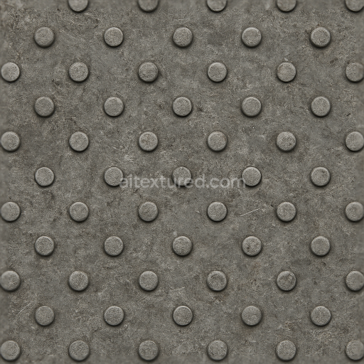 Seamless 3d texture pbr 8k tactile plate with raised bumps on weathered metal surface