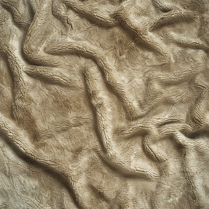 Wrinkled Tan Leather with Natural Grain and Soft Folds seamless PBR texture preview