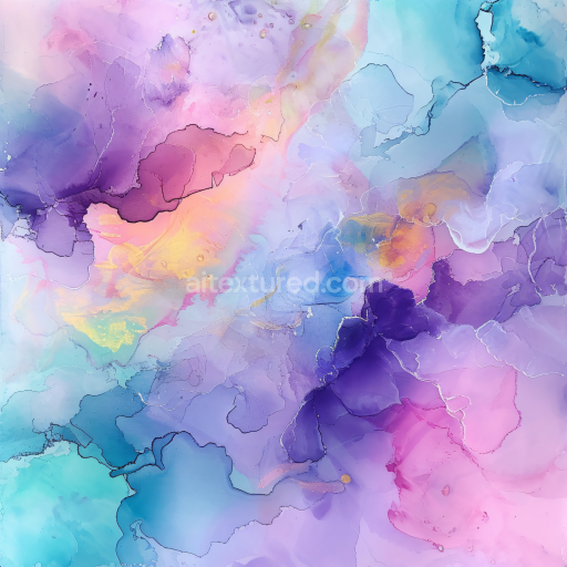 Seamless 3D Alcohol Ink PBR Texture with Pastel Purple and Blue Fluid Marbling