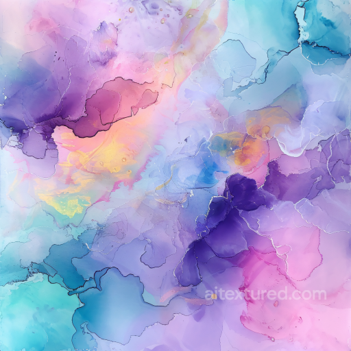 Alcohol Ink PBR Texture with Pastel Purple and Blue Fluid Marbling seamless Alcohol ink PBR texture