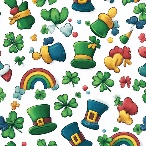 St Patrick Digital Paper Texture Featuring Colorful Hats and Clovers seamless St patrick digital paper bundle PBR texture