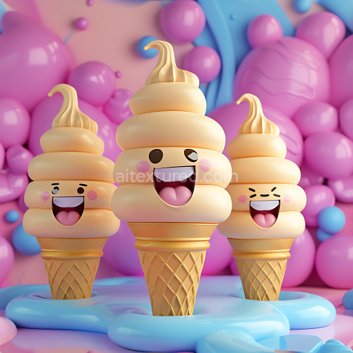 Seamless 3D Inflated Vinyl Bubbles PBR Texture in Cream and Pink Colors