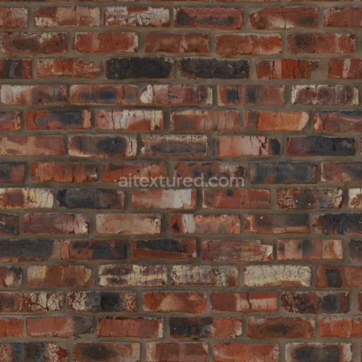 Red Rough Industrial — Brick Wall Plain Baked Brick — PBR seamless 3D texture