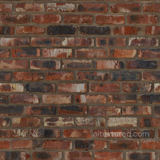 Red Rough Industrial - Brick Wall Plain Baked Brick seamless Brick PBR texture