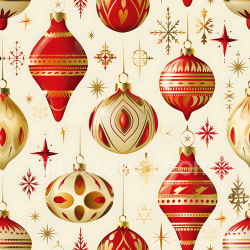 seamless Seamless 3D PBR Texture Featuring Vintage Red & Gold Christmas Ornaments Pattern texture 8k free download PBR