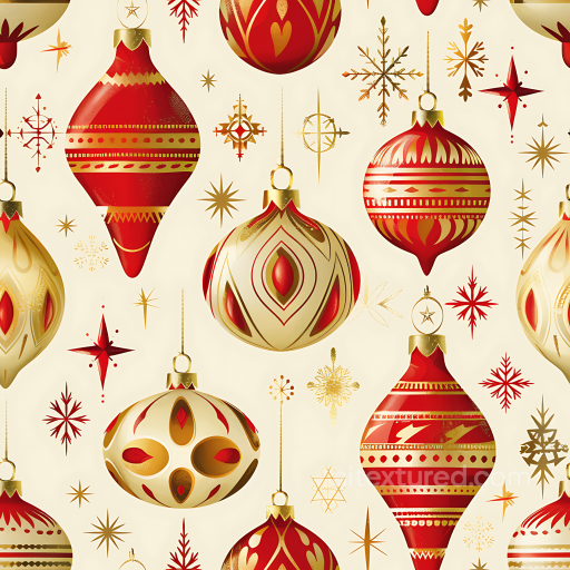 Featuring Vintage Red & Gold Christmas Ornaments Pattern seamless Christmas vintage PBR texture
