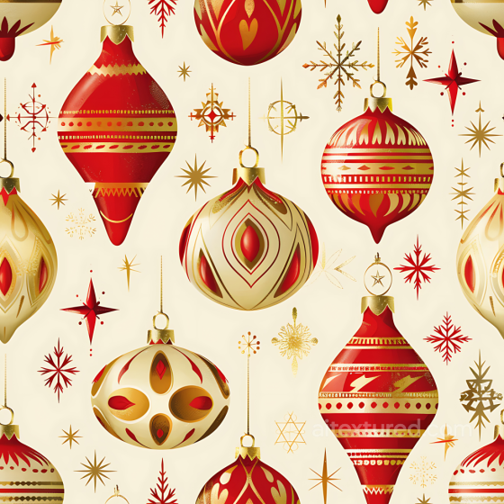 Featuring Vintage Red & Gold Christmas Ornaments Pattern Christmas vintage texture preview