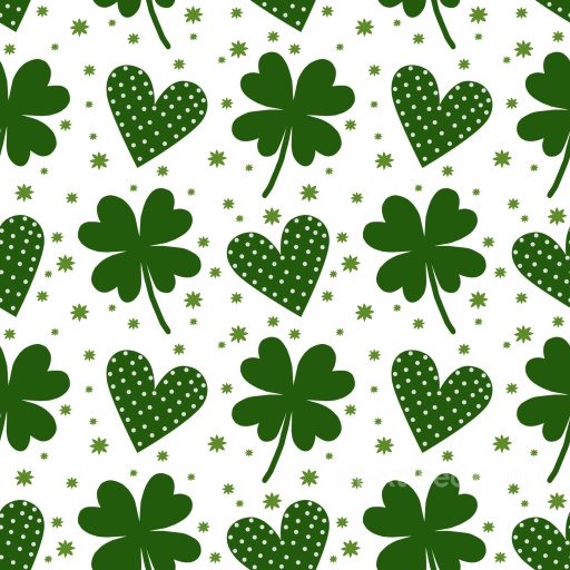 with Green Shamrocks and Polka Dot Hearts seamless St patrick digital paper bundle PBR texture
