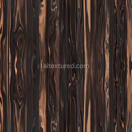 Seamless 3D PBR Texture of Dark Striped Wood Planks with Dramatic Grain