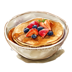 seamless Morning Breakfast Teff Pancakes with Fresh Strawberries and Blueberries Illustration texture 8k free download PBR