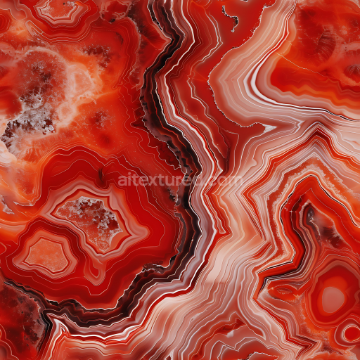 Seamless 3D Red Agate Natural Marble PBR Texture with Bold Layered Veins