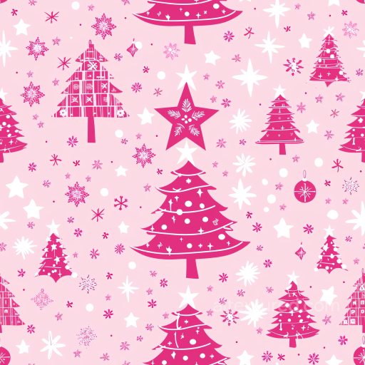featuring Pink Christmas Trees and Snowflakes seamless All Christmas Digital paper PBR texture