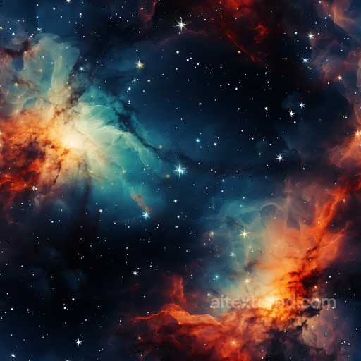 Space PBR Texture Featuring Vibrant Nebula Clouds and Starfield seamless Star, space, planets PBR texture