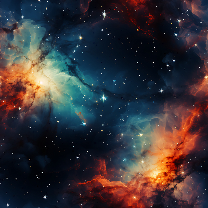 Space Featuring Vibrant Nebula Clouds and Starfield seamless PBR texture preview